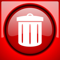 recycle red icon plastic glossy button