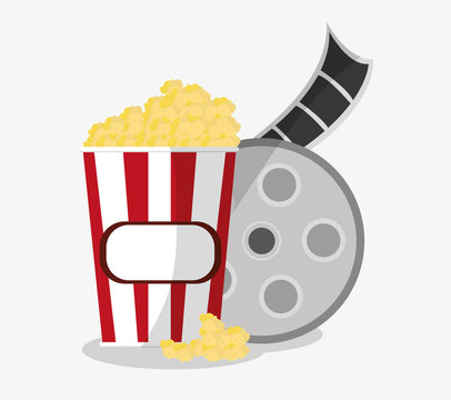 Film reel and pop corn icon. Cinema movie video film and entertainment theme. Colorful design. Vector illustration
