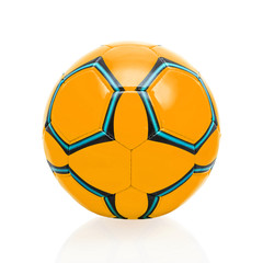Orange soccer ball isolated on white background.