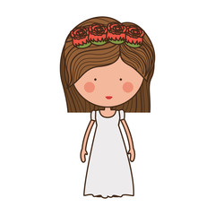 bride with crown of roses vector illustration
