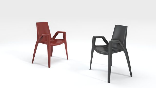 3d rendering good design black and red chair