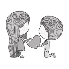 silhouette couple with heart in her hands vector illustration