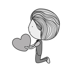 silhouette boy kneeling and giving heart vector illustration
