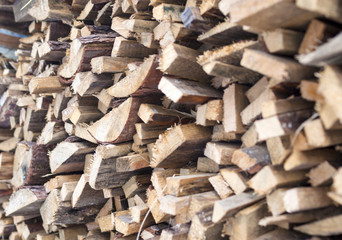 Stack of Plenty Fir Wood Boards Placed Bulk