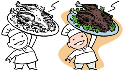 Chef holding a turkey dinner on a plate