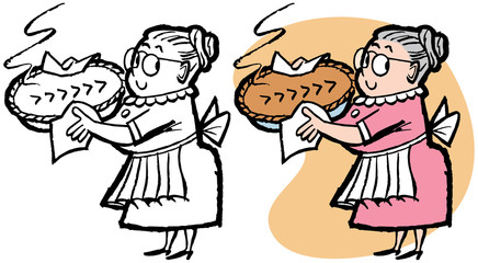 Grandmother with a fresh hot pie © RTRO