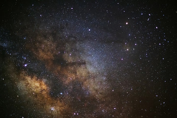 Milky Way galaxy, Long exposure photograph, with grain.
