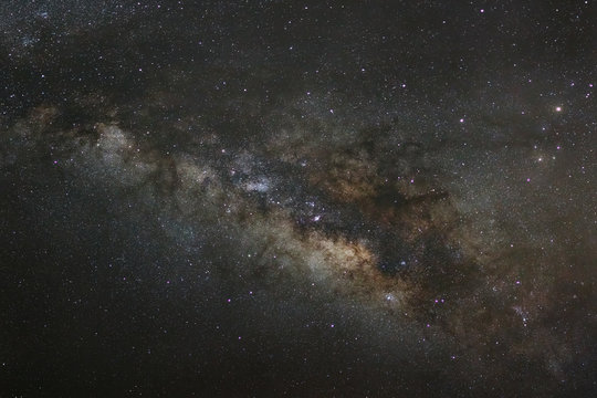 Close-up of Milky Way,Long exposure photograph, with grain