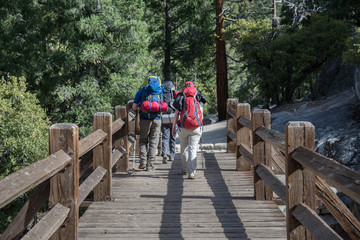 hiker walking trail of Yosemite