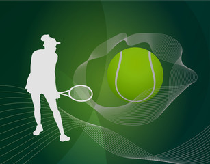 Female Tennis Player Silhouette Background 