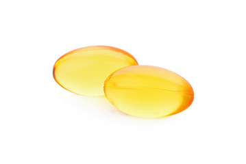 Fish oil pill isolated on white