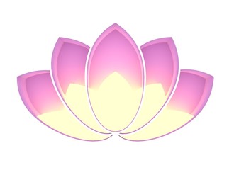 Lotus flower symbol. 3D rendering. Neon shine lighting