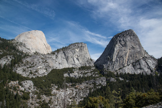 View of Half Dome, Mt. Broderick, Liberty Cap from  John Muir Tr