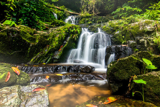  Waterfall in summer forest at Kao-Ta-Klub Nationnal pack in Sa
