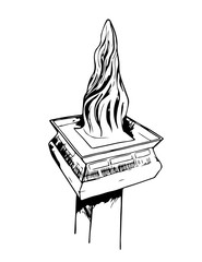 A hand drawn sketch vector graphic of Monumen Nasional or Monas in jakarta, Indoneisa