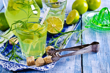 Drink of lime and tarragon