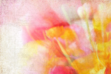 Obraz na płótnie Canvas Colorful flowers (bouquet) blurred background. Natural motion blur. Springtime - summertime abstract background 