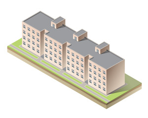 Vector isometric apartment building on white background. Simple isolated architecture icon - 123511583
