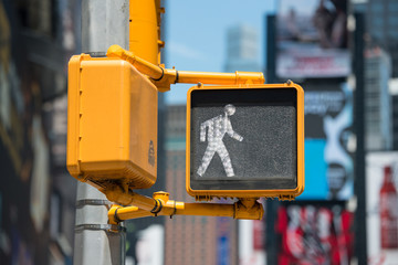 Pedestrian traffic walk light on New York City street - 123511750