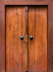 Wooden red door