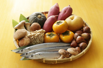 秋の食材　Japan autumn foods