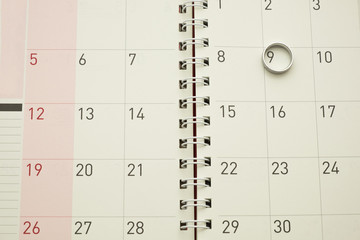 ring on calendar of diary paper notebook