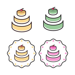 Simple Birthday Cherry Cake Emblem Badge Logo