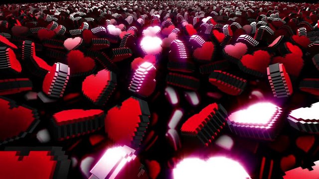 Grid of pixel hearts
