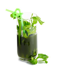Smoothies celery on white back ground.