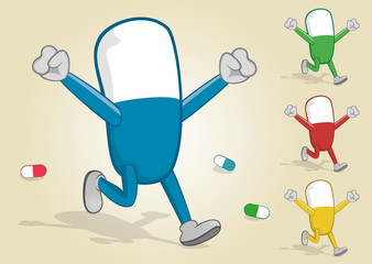 Running Pill With Two Hands Up