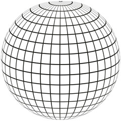 ball with lines Earth globe with Meridian and longitude, 3D sphere vector illustration of angering print or website design
