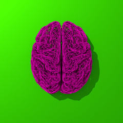 Purple low poly 3d render brain illustration