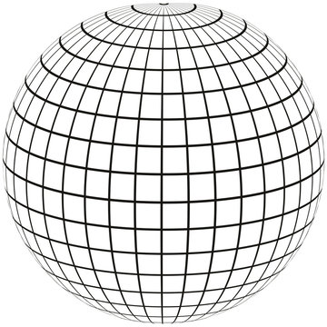 Ball With Lines Earth Globe With Meridian And Longitude, 3D Sphere Vector Illustration Of Angering Print Or Website Design