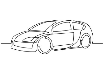 continuous line drawing of car