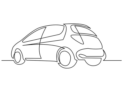 continuous line drawing of hatchback car