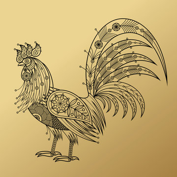Card with a symbol of the Chinese New Year 2017 rooster.