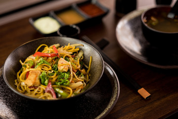 Stir-fried noodles, delicious Asian cuisine.