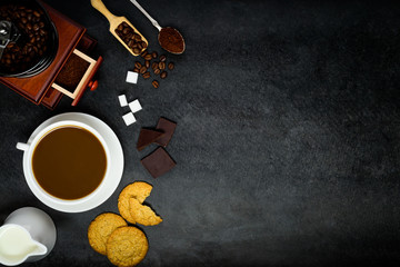 Obraz na płótnie Canvas Coffee with Milk and Copy Space