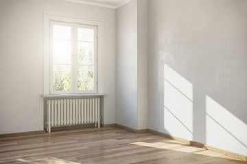 Eine leerstehende Wohnung in einem sanierten Altbau.