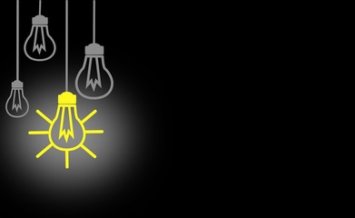 Bright Ideas, blackbord design, whit yellow Light Bulb