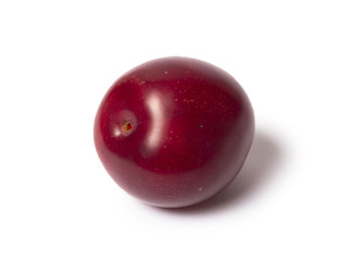 Red plum fruit isolated on white background