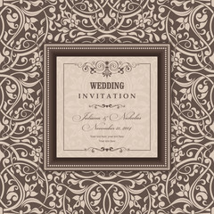 Invitation cards in an old-style beige and brown