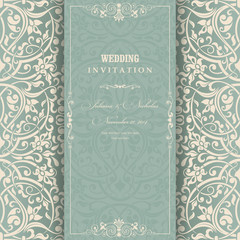 Wedding Invitation cards in an vintage-style green