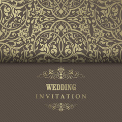 Invitation cards in an old-style gold and brown