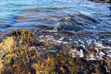 Cala en la costa de l'Ampolla, Cataluña (España)