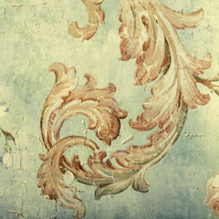 Detail of vintage shabby chic wallpaper - 123518717
