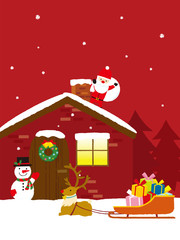 クリスマス　煙突に入るサンタ