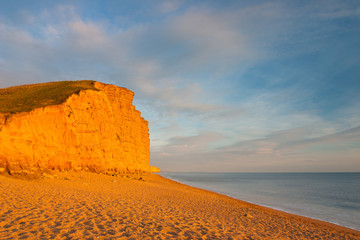 Popular beach near Bridport, Dorset, England,
