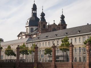 View on a castle and  Jesuit Church in Mannheim in Germany