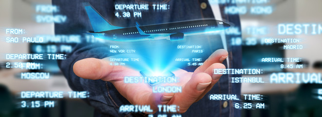 Businessman booking his flight